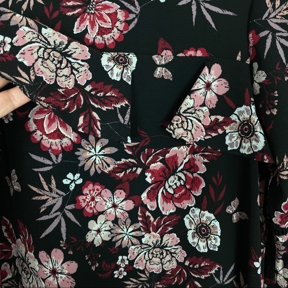 J Howard Black Floral Dress Bell Sleeves 6 - Picture 4 of 10